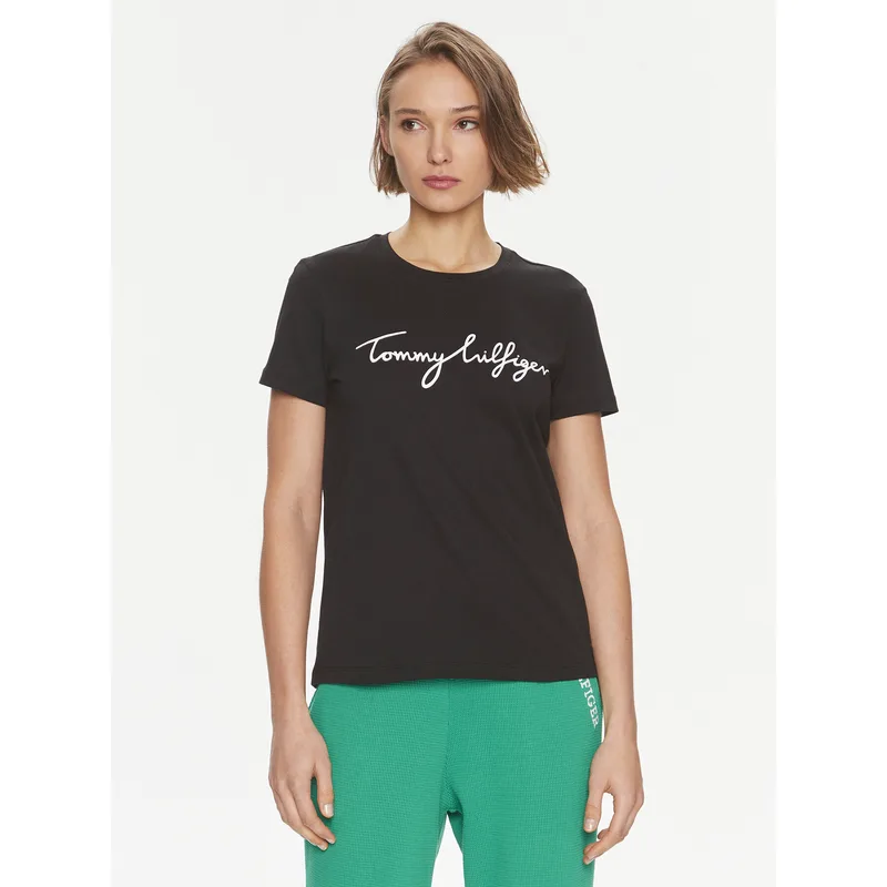 Tommy Hilfiger T-Shirt Signature WW0WW41674 Μαύρο Regular Fit