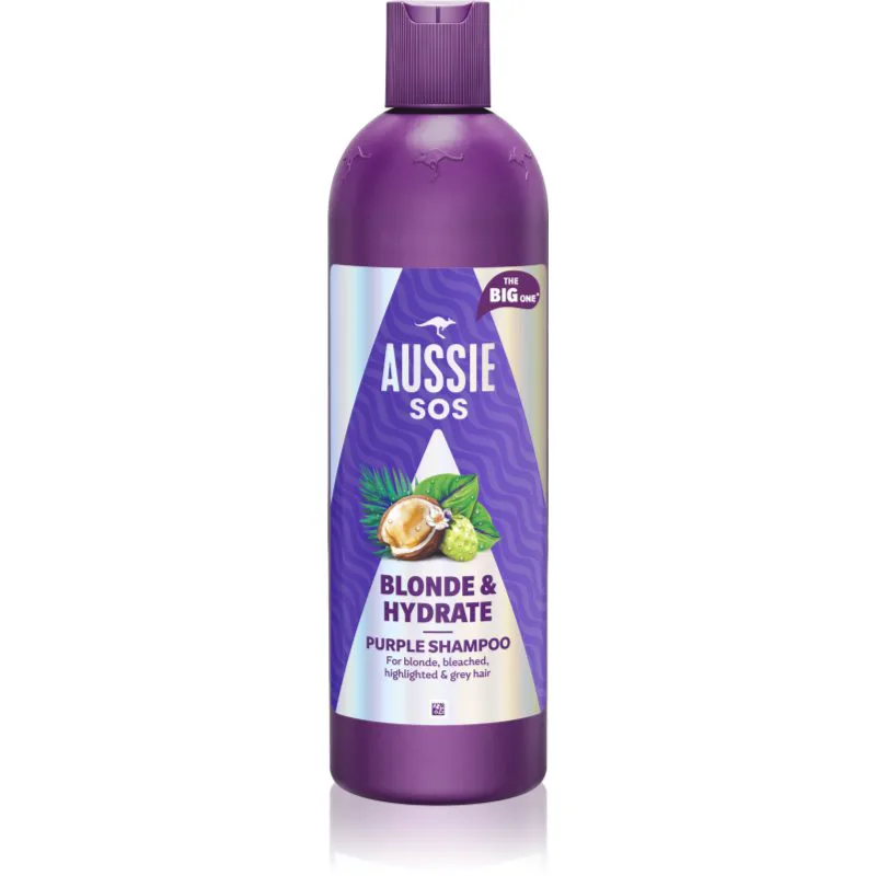 Aussie SOS Blonde & Hydrate μωβ τονωτικό σαμπουάν για ξανθά μαλλιά 500 ml