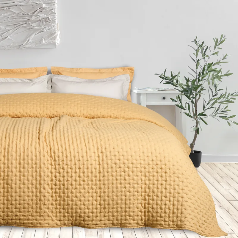 Κουβερλί Microfiber King 240x250εκ. Happy 9631 Ochre Das Home (Ύφασμα: Microfiber, Χρώμα: Ώχρα, Μέγεθος: King Size) - Das Home - 402080309631