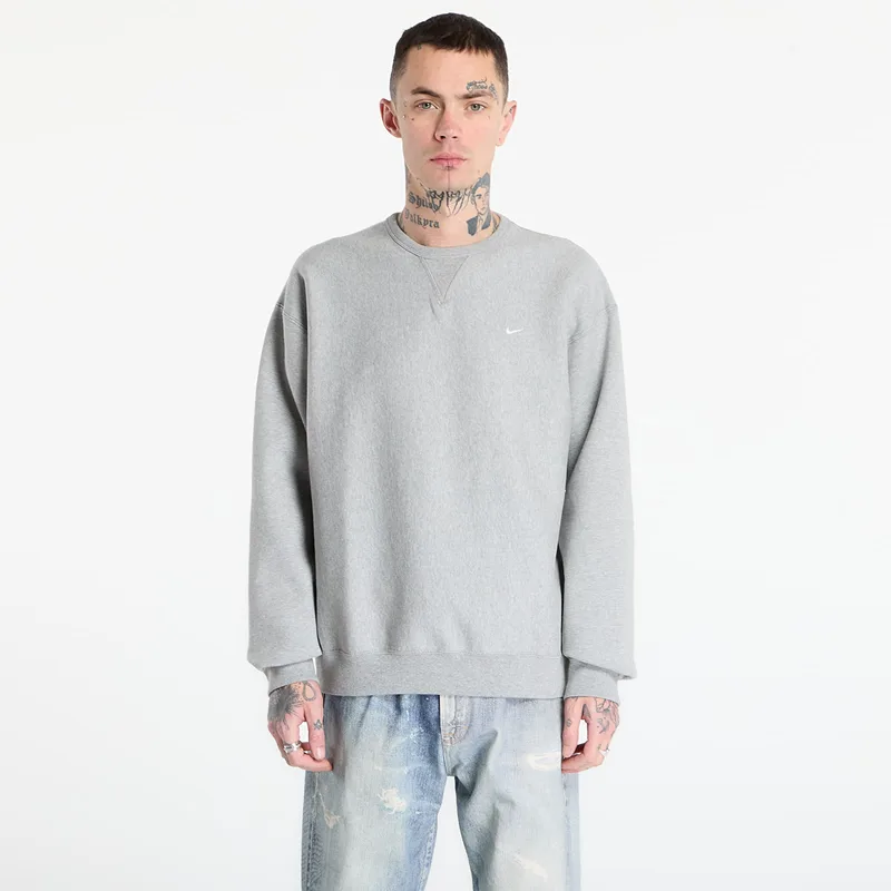 Φούτερ Nike Solo Swoosh Men's Fleece Crew Dk Grey Heather/ White L