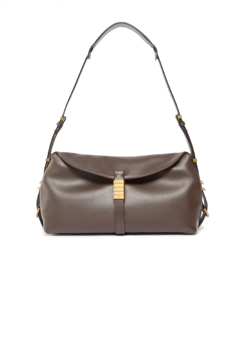 PINKO ΤΣΑΝΤΑ SADDLE BAGUETTE CLASSIC VITELLO ΚΑΦΕ