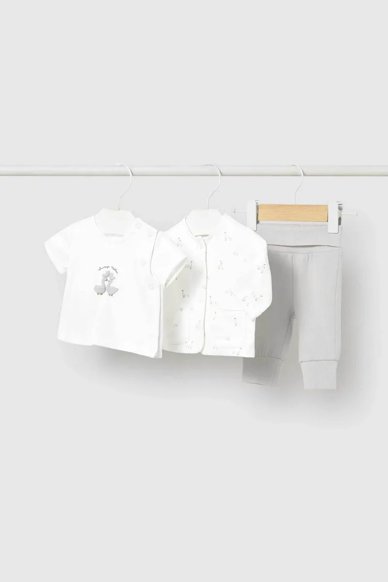 Mayoral βρεφικό σετ ζακετάκι με T-shirt και φόρμα (3 τεμάχια) - 1894-S26 Γκρι