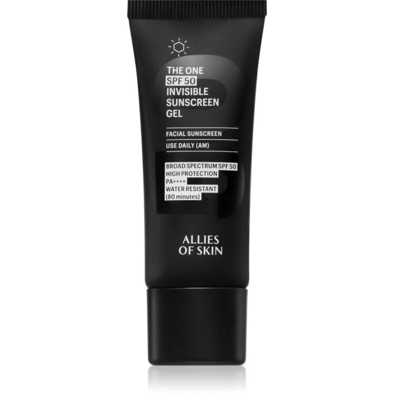 Allies of Skin Deluxe The One SPF 50 Invisible Sunscreen Gel αντηλιακή κρέμα προσώπου πολύ μεγάλη προστασία απο τον ήλιο SPF 50 20 ml