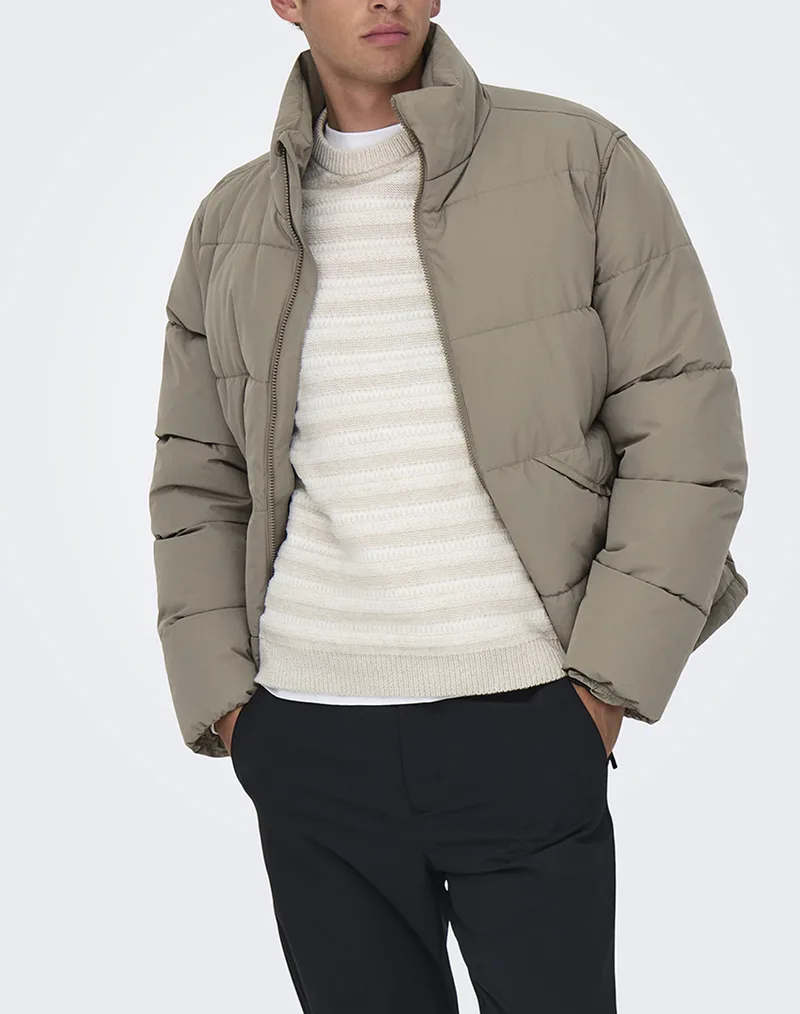 ONLY&SONS ONSPACK LIFE PUFFER JACKET OTW 22034718-Walnut Khaki