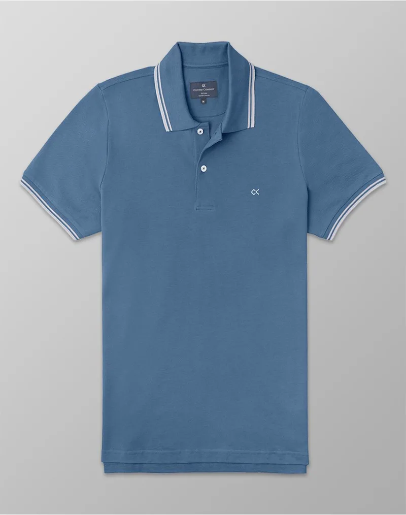 OXFORD COMPANY POLO KM 100% ΒΑΜΒΑΚΙ ΜΠΛΟΥΖΑ P514-PZ00.16-16 Indigo