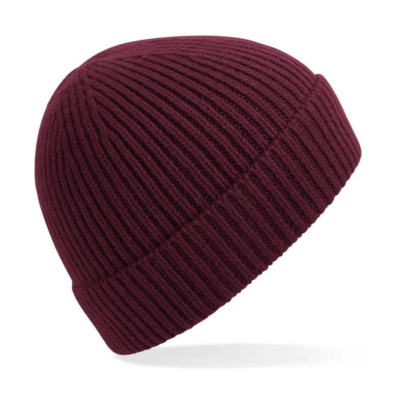 Σκούφος B380 Beechfield Engineered Knit Ribbed Pom Pom Burgundy