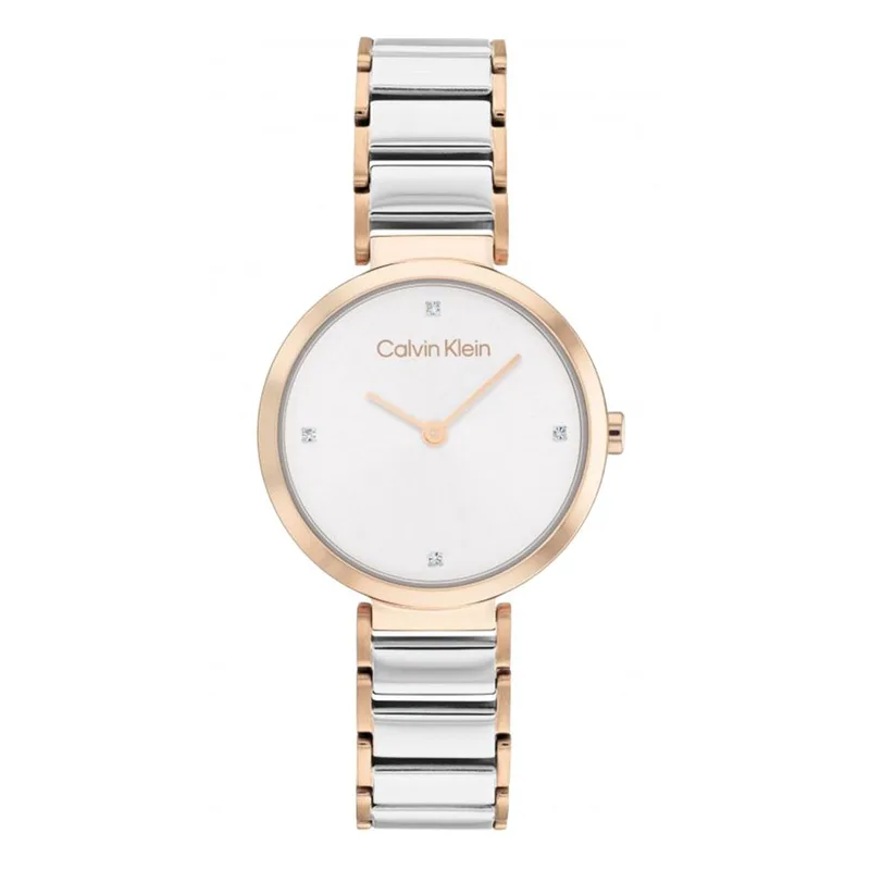 CALVIN KLEIN Minimalistic T-Bar Two Tone Rose Χρυσό Steel Bracelet 25200139