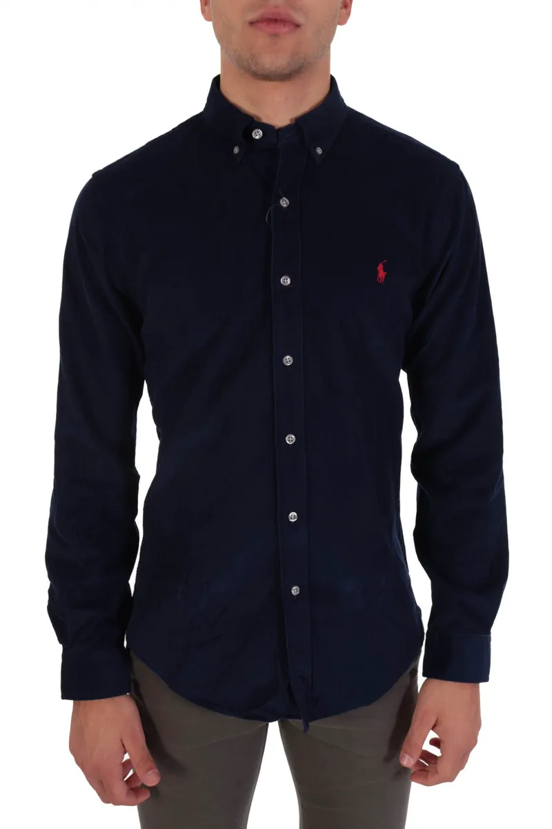 RALPH LAUREN ΠΟΥΚΑΜΙΣΟ SLIM FIT ΚΟΤΛΕ ΜΠΛΕ