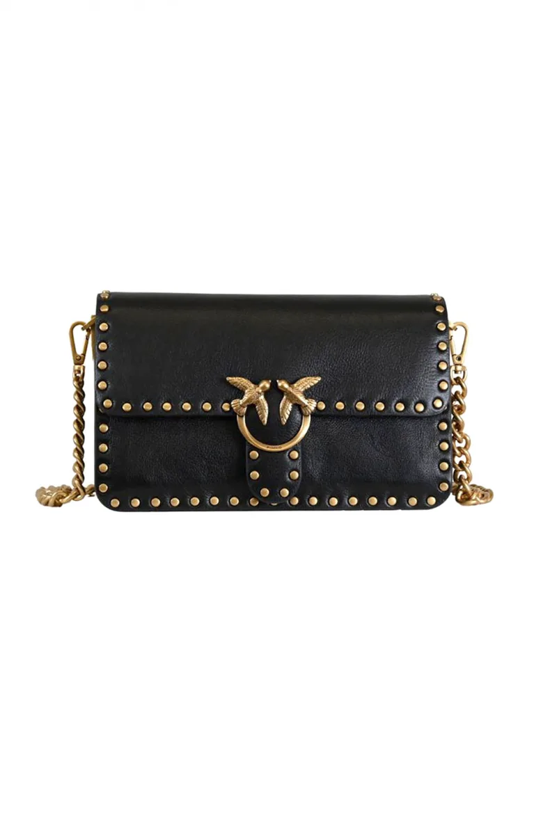 PINKO ΤΣΑΝΤΑ LOVE ONE SLOUCHY NEW BIKER ΜΑΥΡΟ