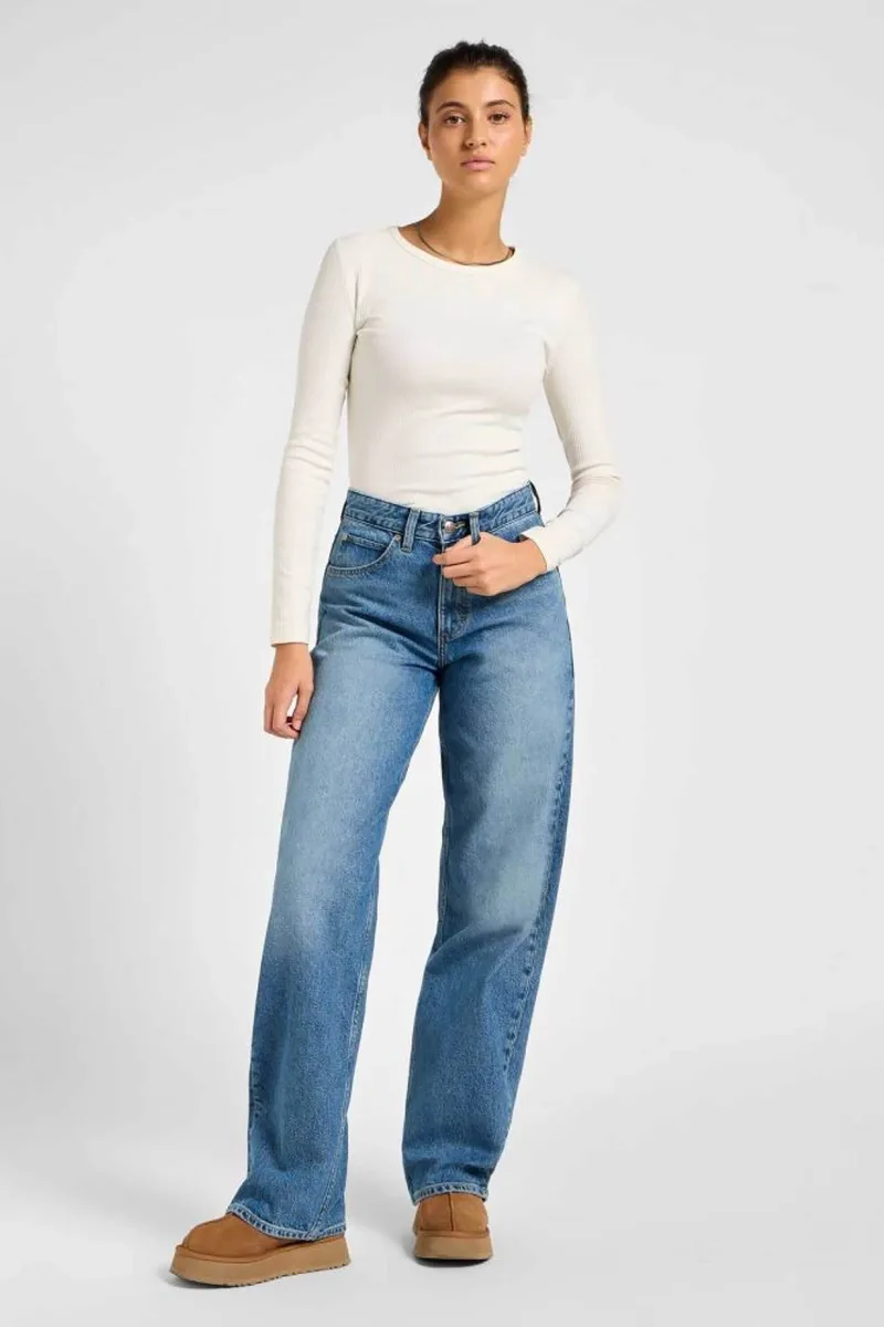 Lee® γυναικείο τζιν παντελόνι πεντάτσεπο Loose Fit "Rider" - 112355132 Denim Blue