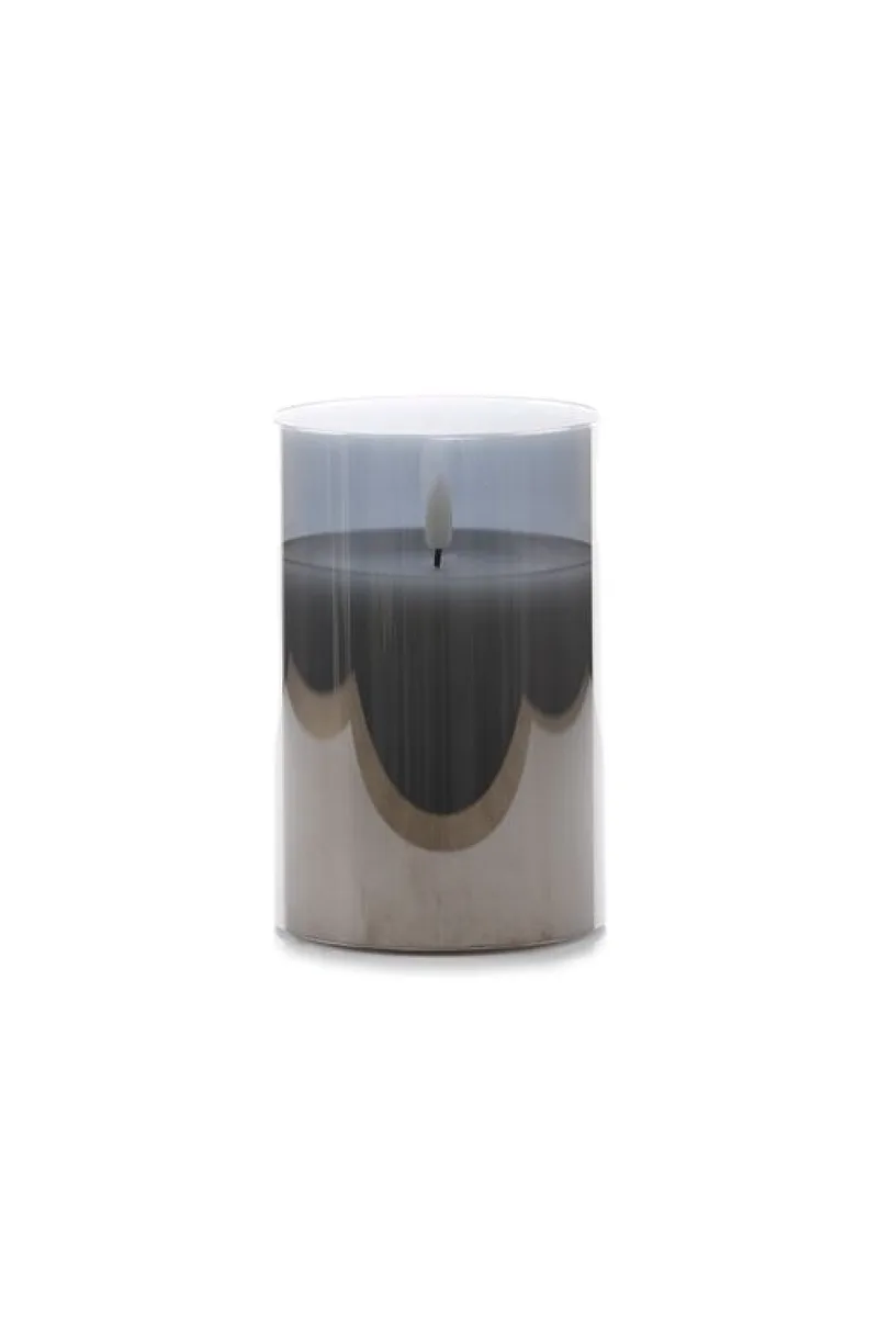 Κερι Με Led Φωτισμο Σε Smokey Grey Ποτηρι 15Cm 10x10x15cm Μονόχρωμο Kaeming