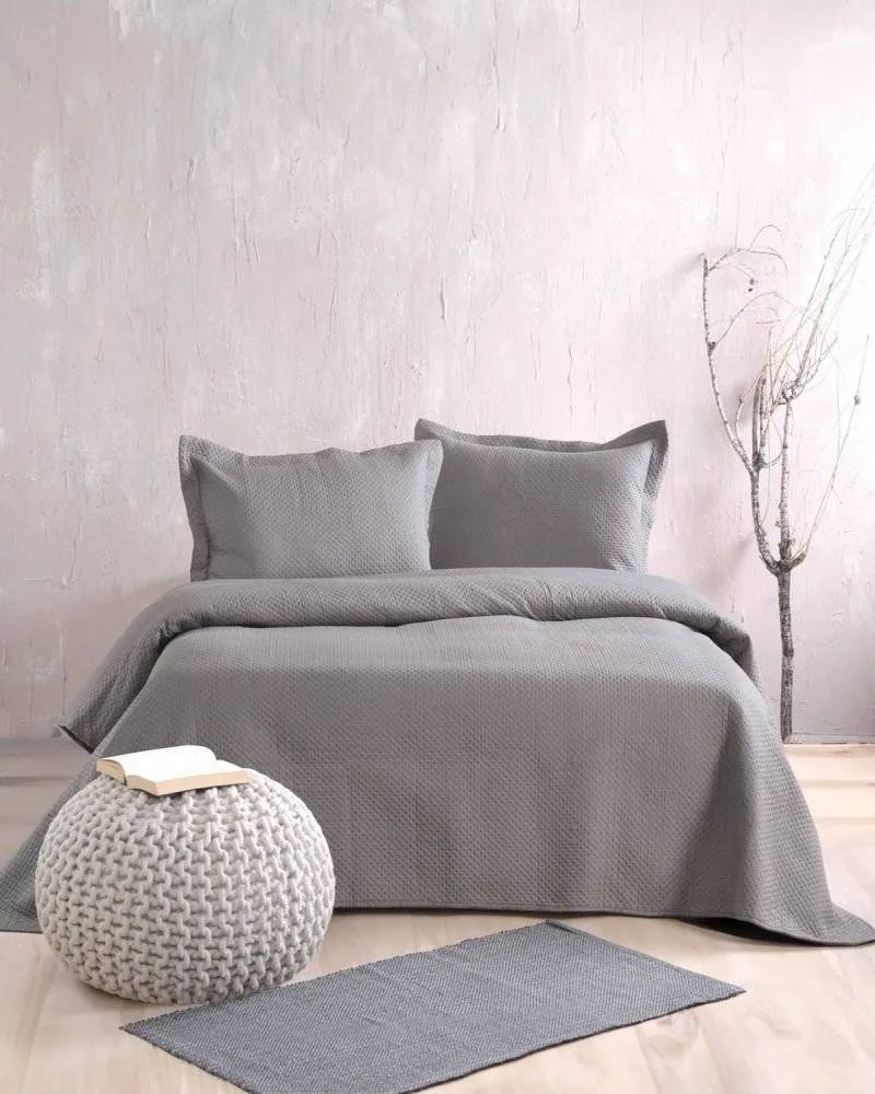 ΣΕΤ ΚΟΥΒΕΡΛΙ ΜΕ ΜΑΞΙΛΑΡΟΘΗΚΕΣ KING SIZE RYTHMOS ALLURE MICROFIBER ΓΚΡΙ (240CMX250CM)