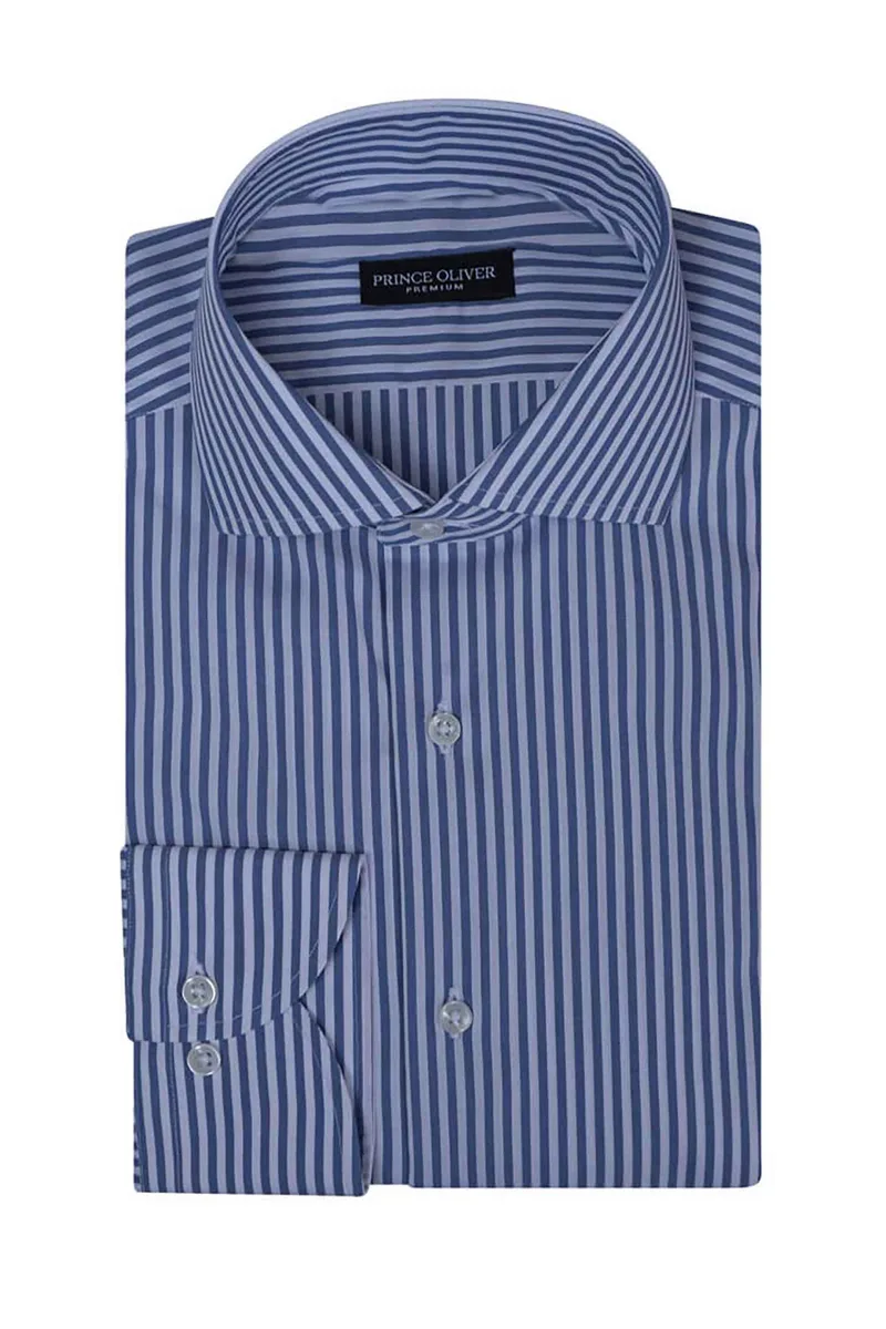 Prince Oliver ανδρικό πουκάμισο με ριγέ σχέδιο Modern Fit - 20049200 Μπλε