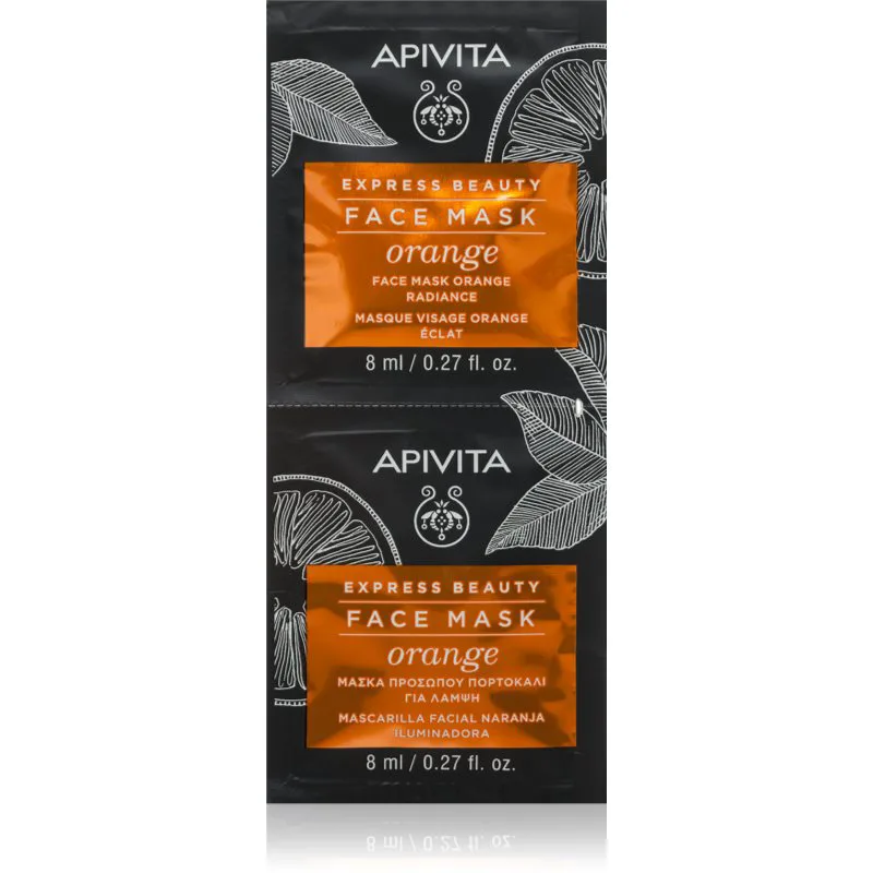 Apivita Express Beauty Radiance Face mask Πορτοκαλί λαμπρυντική μάσκα για το πρόσωπο 2x8 ml