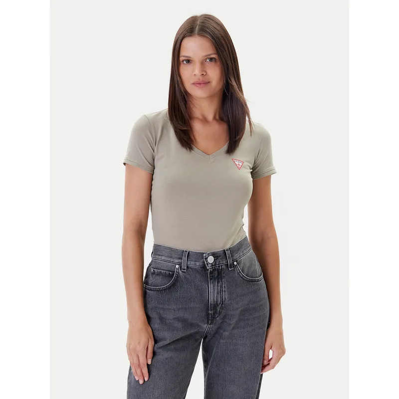 Guess T-Shirt W2YI45 J1314 Χακί Slim Fit