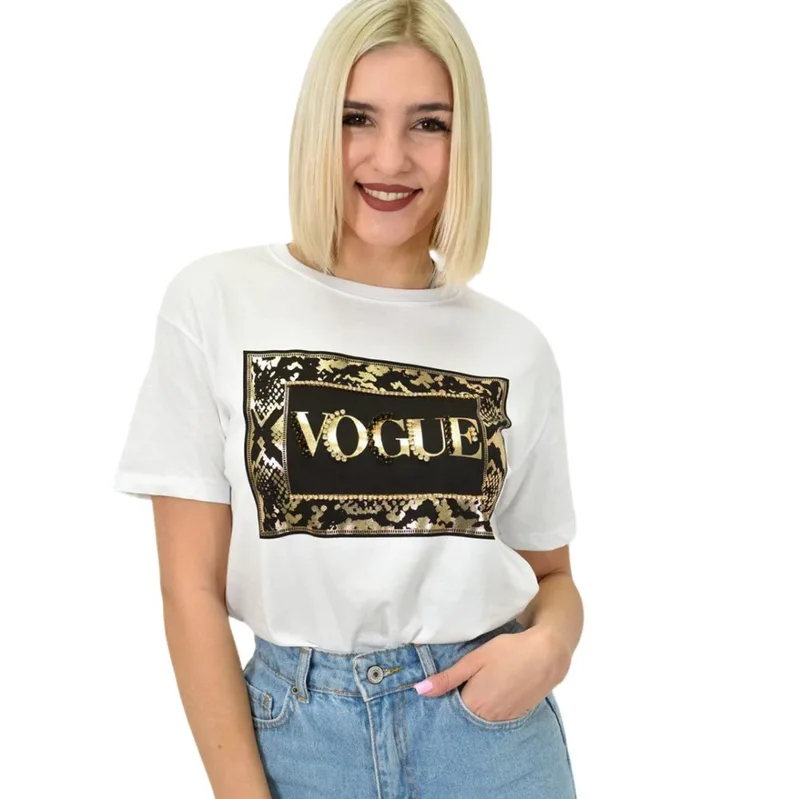 Γυναικείο T-shirt με σχέδιο Vogue Λευκό 23133