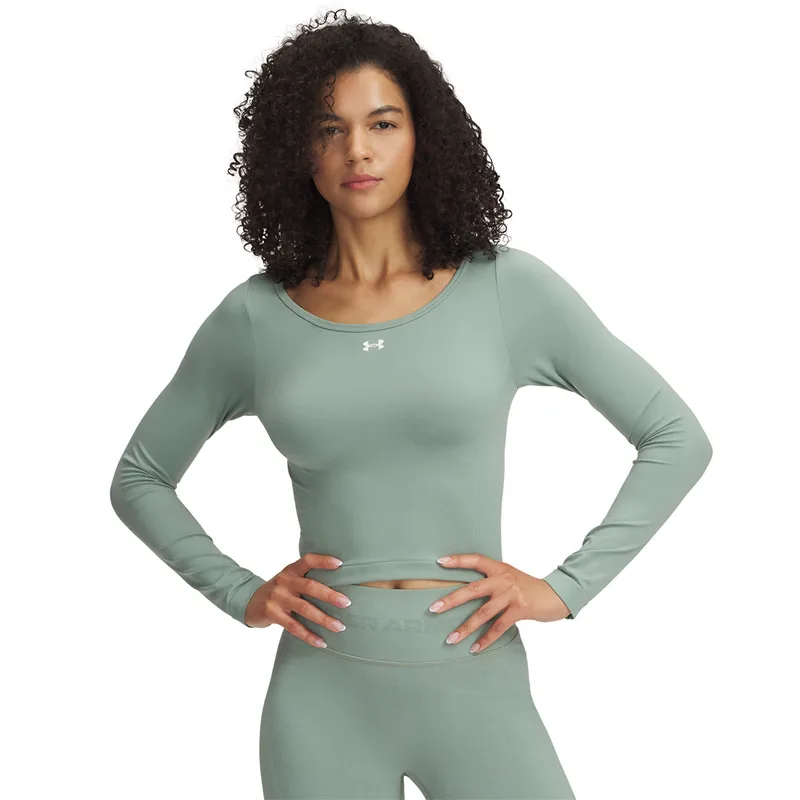 T-shirt Under Armour Vanish Seamless LS Tee Silica Green/ White XL