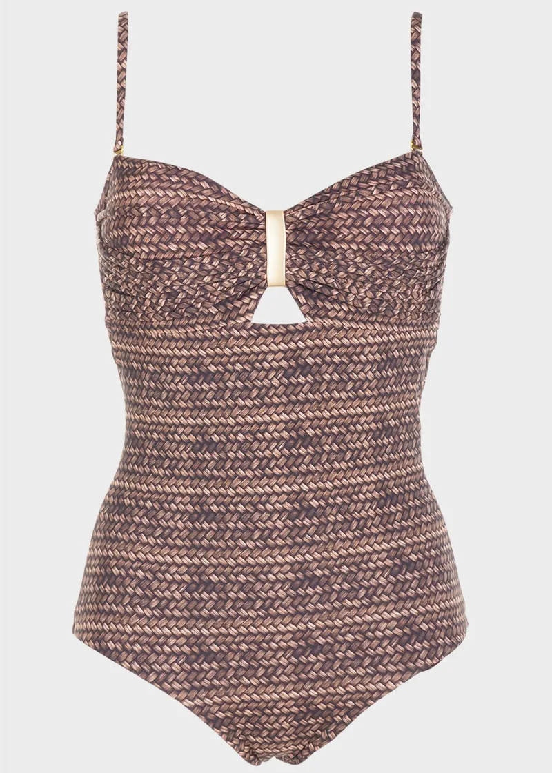 Oλόσωμο μαγιο strapless με μεταλλική λεπτομέρεια. Καλύπτει B Cup ΚΑΦΕ