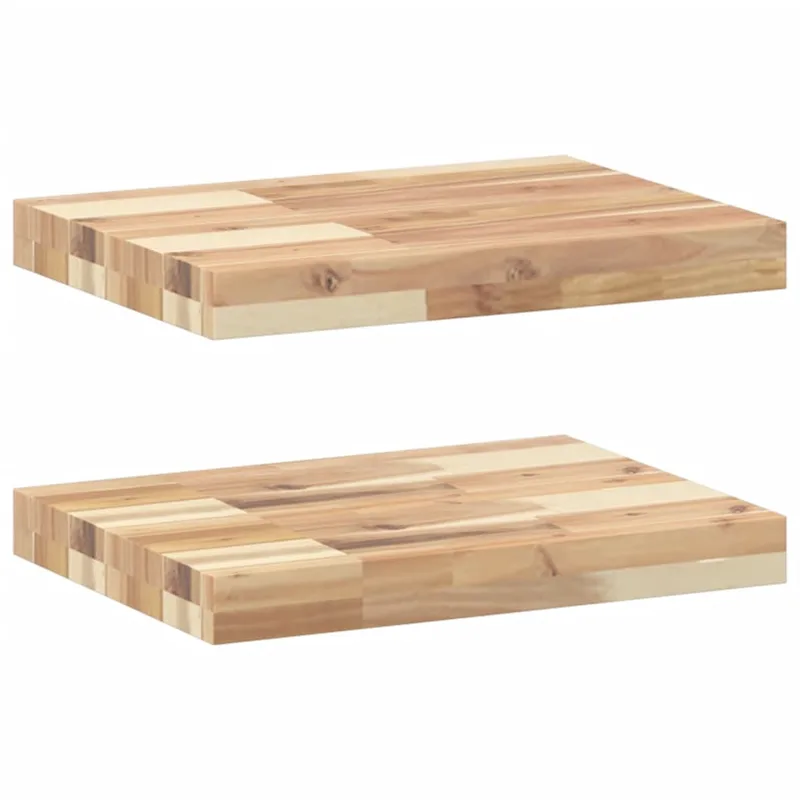 vidaXL Ράφια Πλωτά 2 τεμ. 60x30x4 εκ. από Μασίφ Ξύλο Ακακίας χωρίς Επεξεργασία