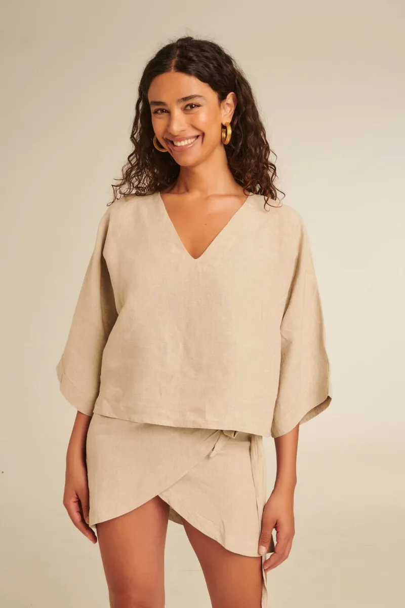 OUTLET - Λινή Πουκαμίσα Carrie - BEIGE