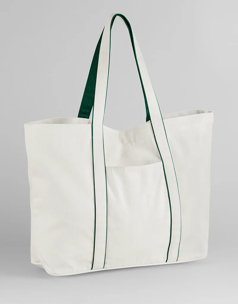 Τσάντα Ώμου Tote Courtside W952 Westford Mill Soft White/Bottle Green