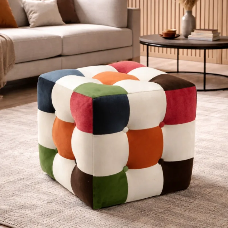 Πουφ Patchwork 606Ryl1101 (42x42x42)