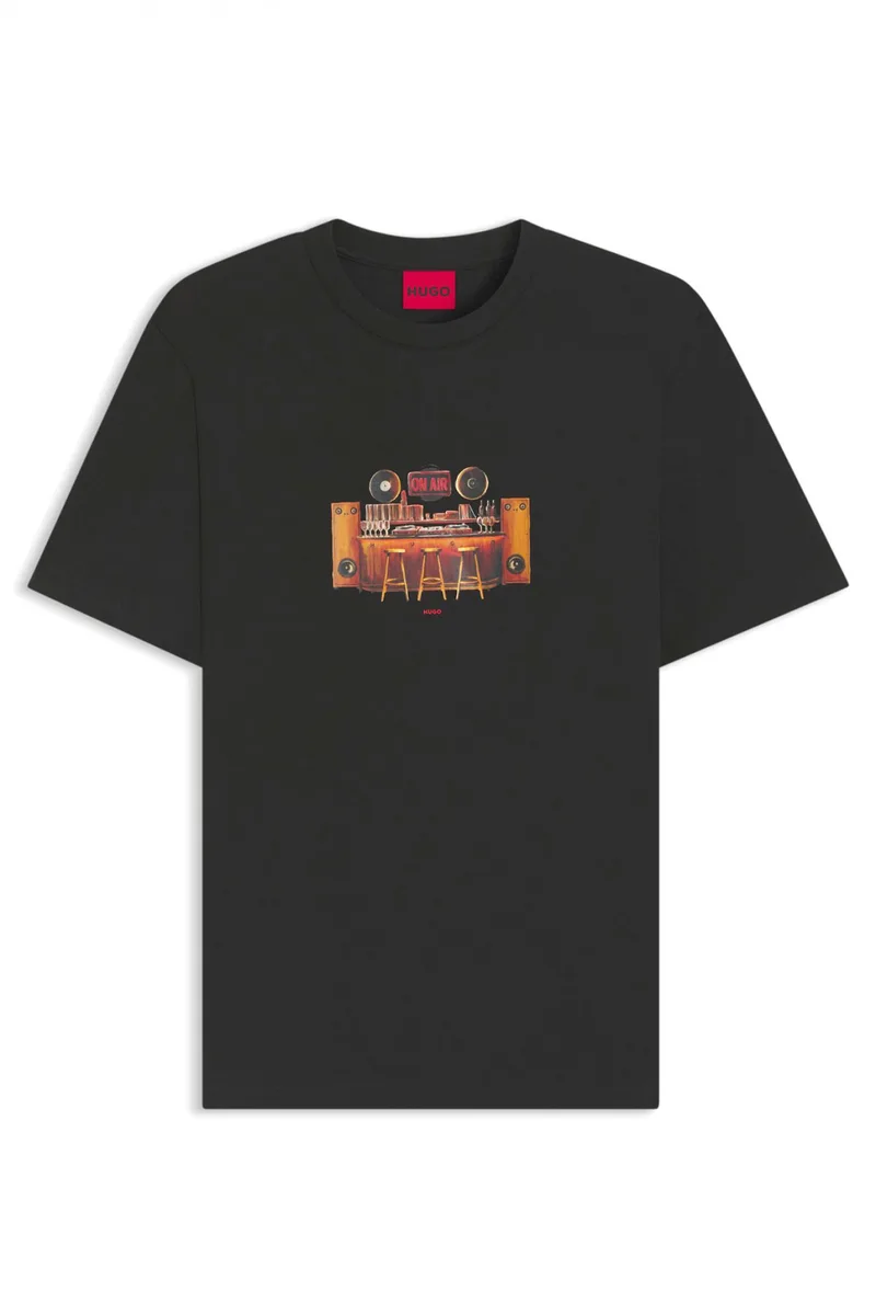 HUGO T-SHIRT DURECTEE ΜΑΥΡΟ