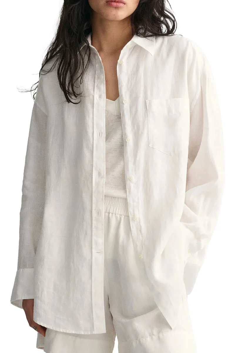Πουκάμισο Μακρυμάνικο Gant Os Linen 4300162-110 WHITE Γυναικείο