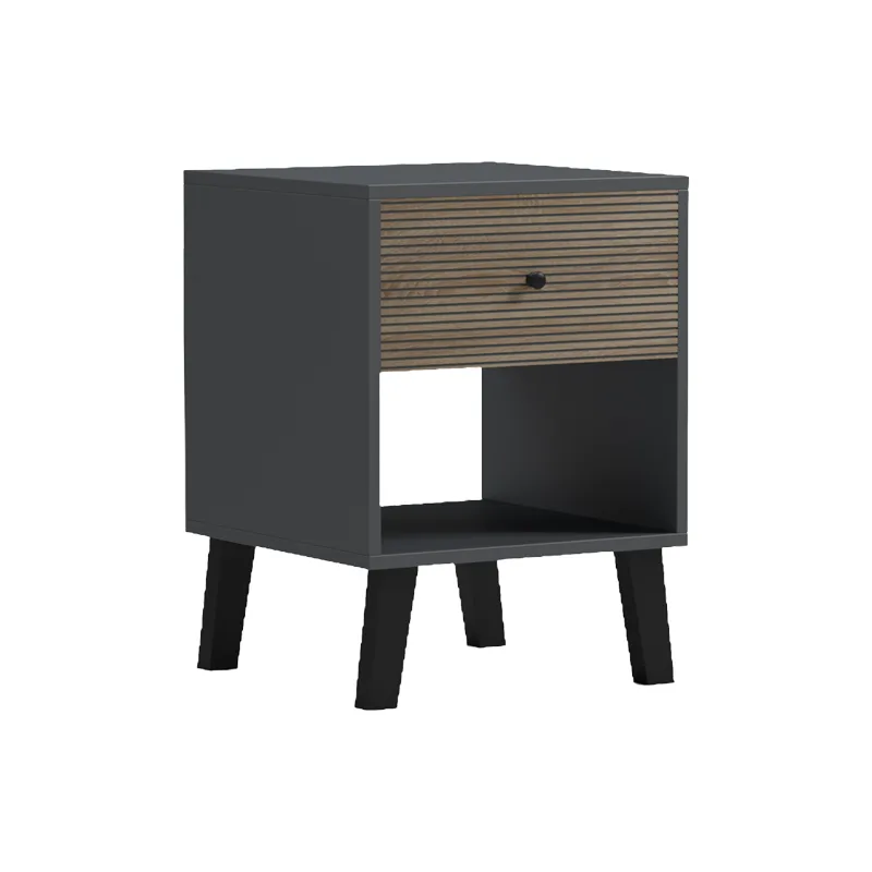 Κομοδίνο Tuscany pakoworld sonoma-ανθρακί 40x40x55εκ (Σετ 2 Τεμάχια) - PAKO WORLD - 230-000176
