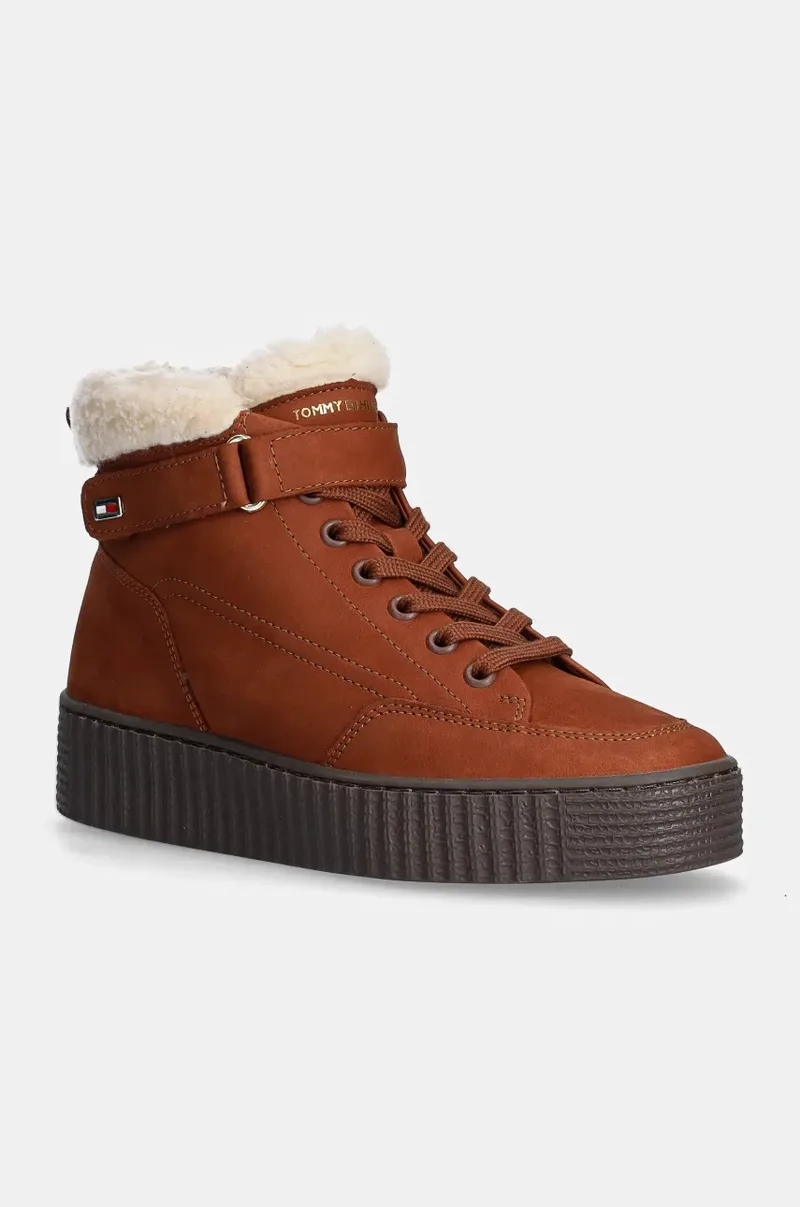 Σουέτ μπότες Tommy Hilfiger FAUX FUR NUBUCK LOW LACE-UP