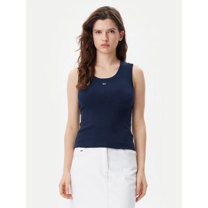 Tommy Jeans Τοπ Essential DW0DW20673 Σκούρο μπλε Slim Fit