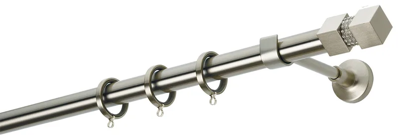 Κουρτινόβεργα Zogometal Easy Line E4136 Νίκελ Ματ Με Άκρα 01 Crystal