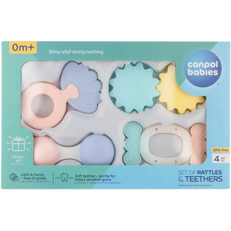 Canpol babies Pastels κουδουνίστρα με μασητικό σετ δώρου 0m+