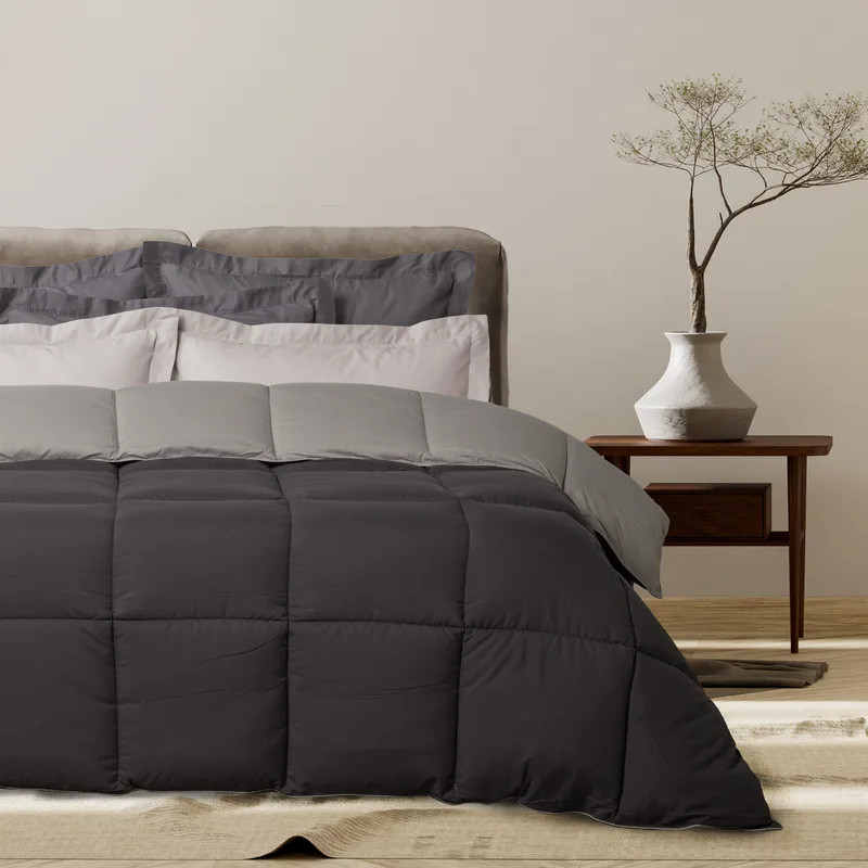 Πάπλωμα 2 Όψεων Microfiber Υπέρδιπλο 220x240εκ. Happy 9693 Black-Grey Das Home (Ύφασμα: Microfiber, Χρώμα: Μαύρο, Μέγεθος: Υπέρδιπλα) - Das Home - 401909209693