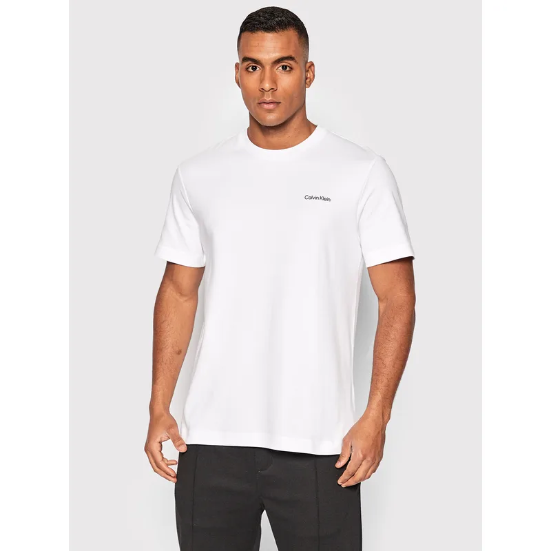 Calvin Klein T-Shirt Micro Logo Interlock K10K109894 Λευκό Regular Fit