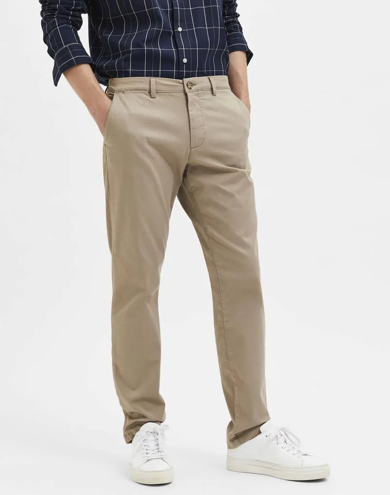 SELECTED SLH175-SLIM NEW MILES FLEX PANT NOOS 16087663-GREIGE SandyBrown