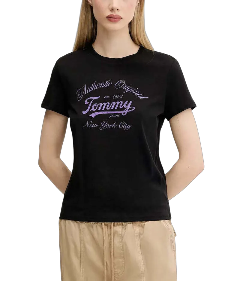 Γυναικείο T-shirt Μαύρο Tommy Jeans DW0DW21404-BDS