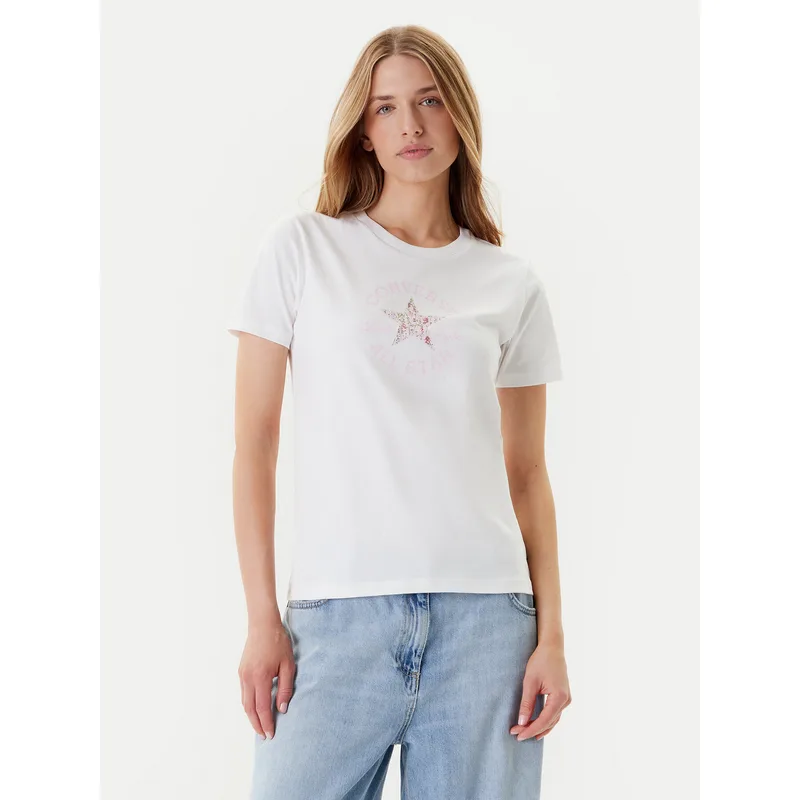 Converse T-Shirt Floral Chuck Taylor 10027751-A01 Λευκό Regular Fit