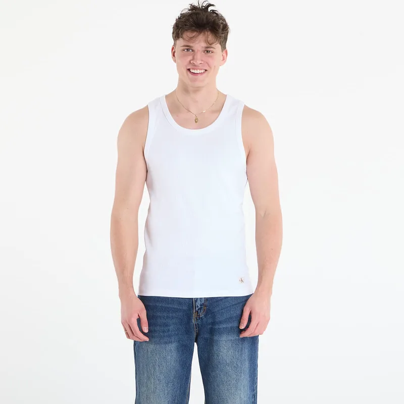 Calvin Klein Jeans 2X2 Rib Badge Tank Top Bright White XL