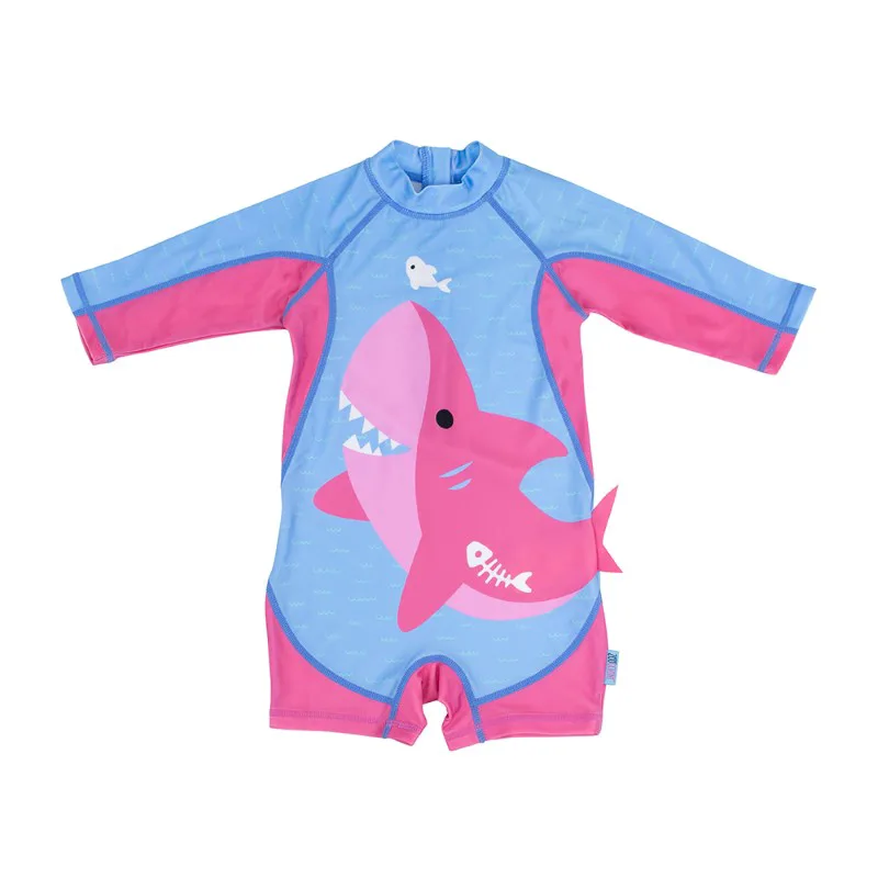 Ολόσωμο Μαγιό Surf Suit 12-24μηνών UPF50 Ροζ Shark Zoocchini ZOO12414 (Μέγεθος: 12-24 Μηνών) - Zoocchini - ZOO12414-12-24M