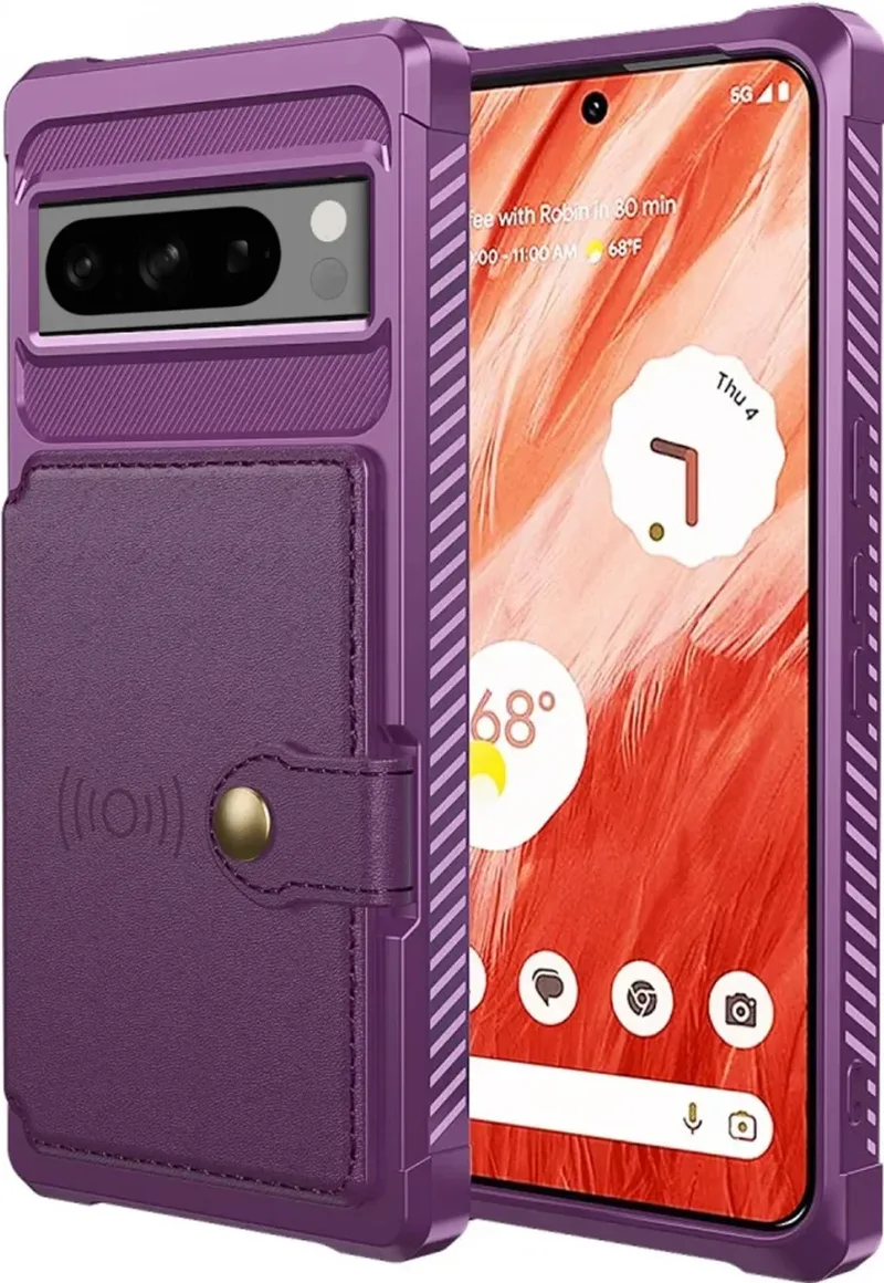 HappyCase 3 σε 1 - Θήκη Σιλικόνης με Ενσωματωμένο PU Πορτοφόλι - Google Pixel 8 Pro - Purple (8719246420870)