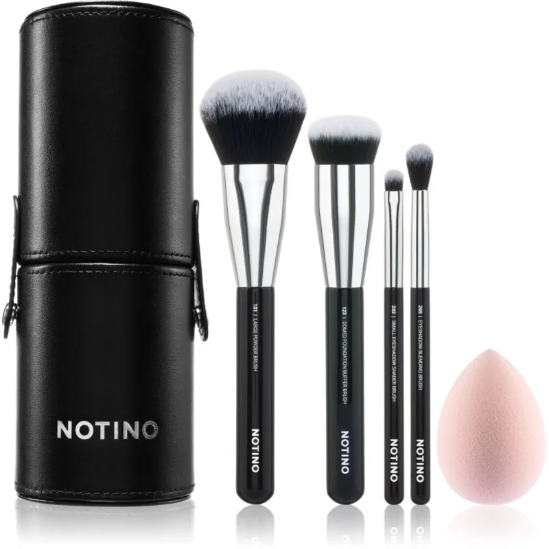 Notino Makeup Brushes Essential Professional Make-Up Brushes & Sponge Set σετ με πινέλα με θήκη 5 τμχ