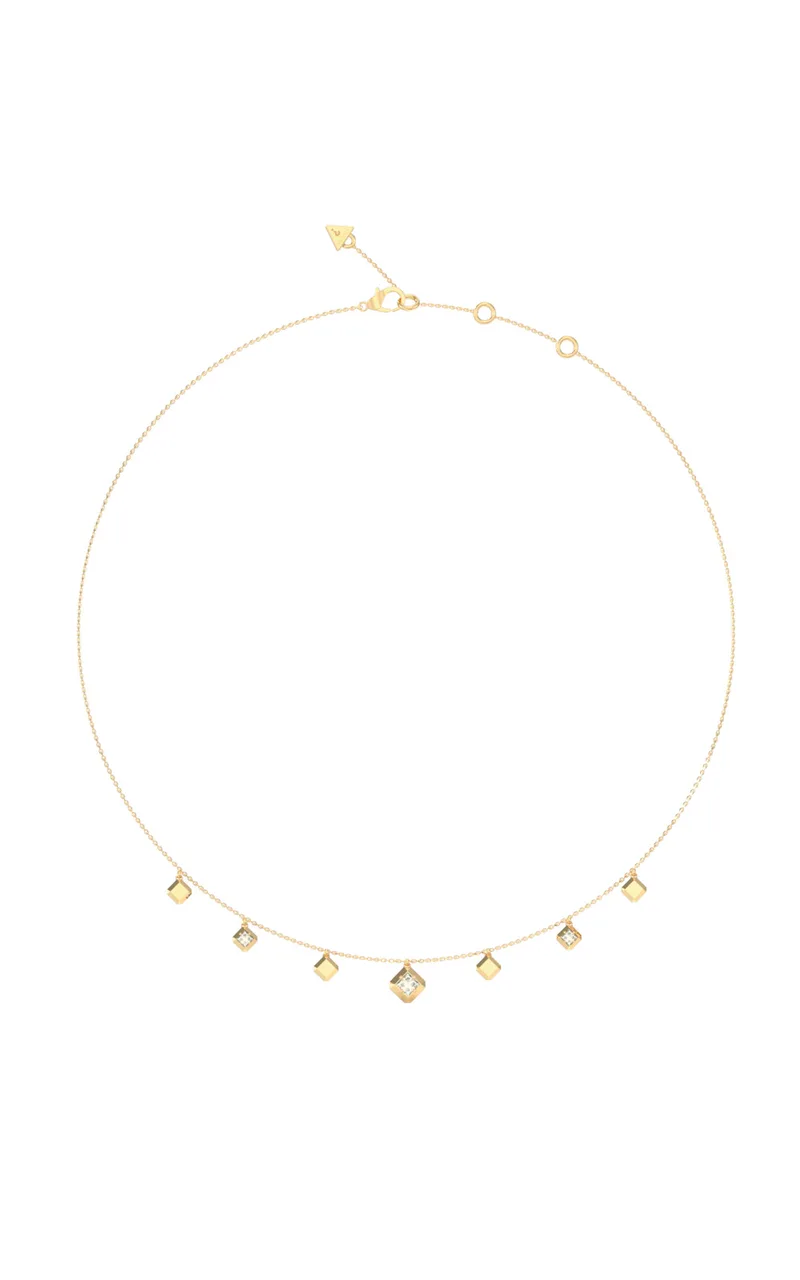GUESS STEEL ACE OF DIAMONDS JUBN06178JWYGT/U Κολιέ Χρυσό Με Κρεμαστά Τσαρμ