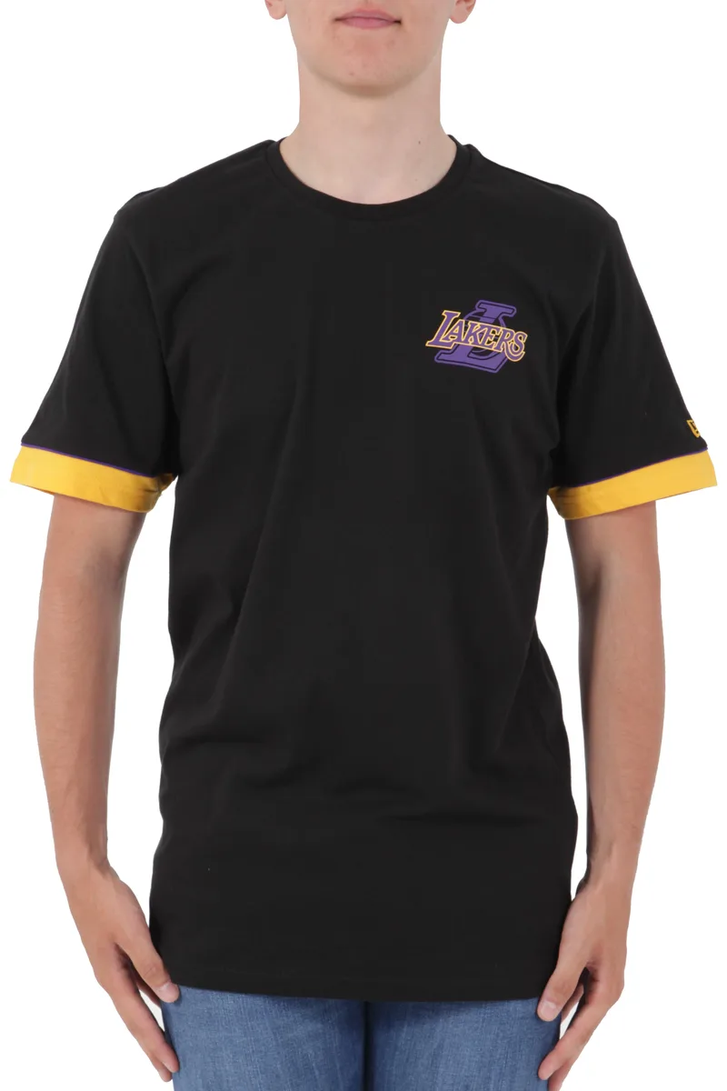 Μπλούζα Κοντομάνικη New Era Los Angeles Lakers NBA Stripe Piping 11935231-BLK Ανδρικό