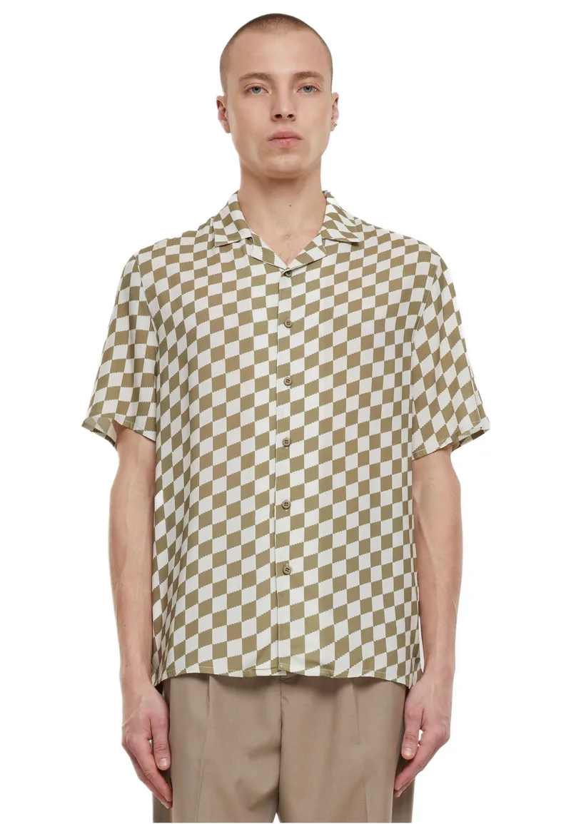 Viscose AOP Resort Shirt Urban Classics TB4150-14138 Khaki check