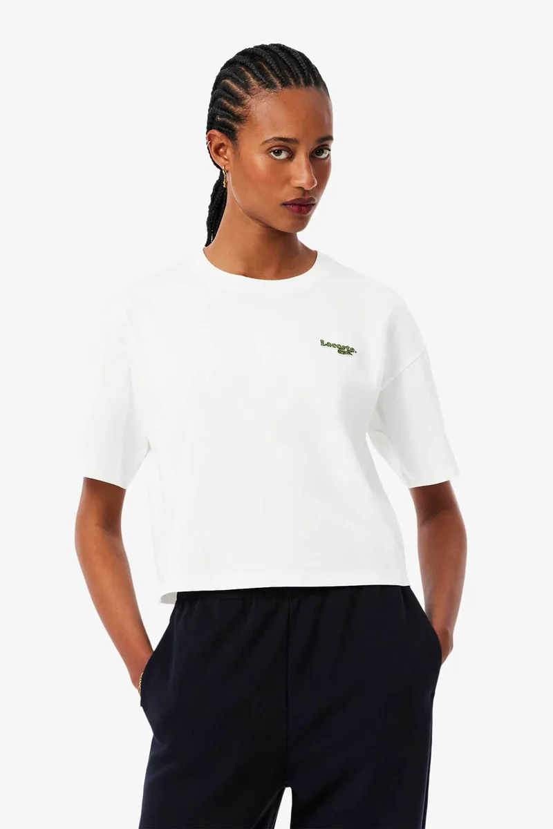 Lacoste γυναικείο T-shirt με κεντημένο λογότυπο Relaxed Fit - TF7605-00 Λευκό