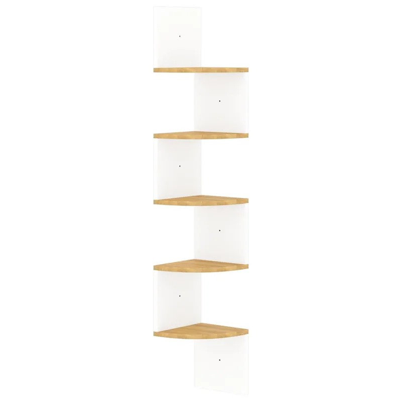 vidaXL Γωνιακή Ραφιέρα Τοίχου Λευκή/Sonoma Δρυς 19x19x123 εκ Επεξ.Ξύλο