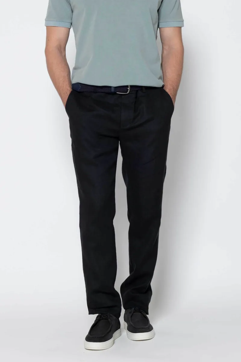 The Bostonians ανδρικό λινό παντελόνι chino Regular Fit - CN3010424 Μαύρο