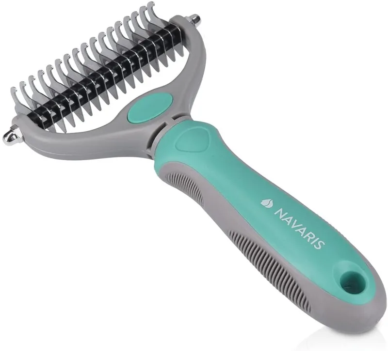 Navaris Pet Fur Dematting Comb - Χτένα / Βούρτσα Ξεμπλέγματος για Κατοικίδια - Teal / Grey (44332)