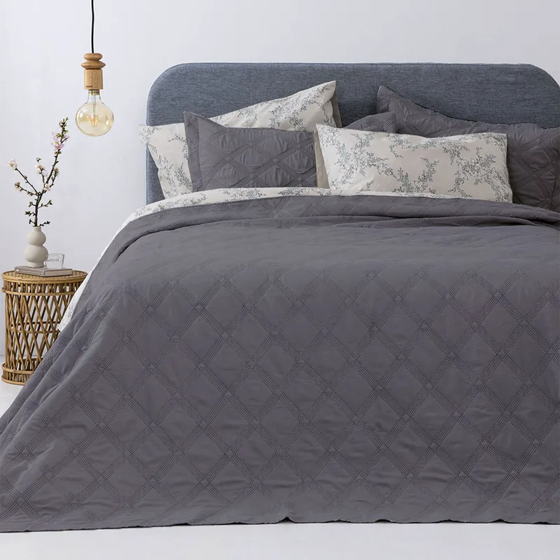 Κουβερλί King Size (Σετ 260x240) Palamaiki Ifigenia Grey